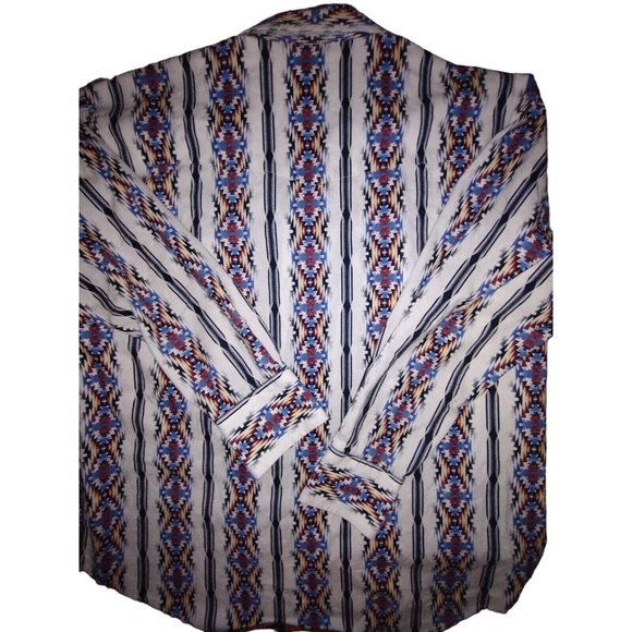 Wrangler‎ Purple Men's Long Sleeve Snap Western Aztec Print Shirt Rodeo XXL - Picture 2 of 5